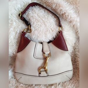 Coach Soho Bone & Maroon Leather Hobo Shoulder Bag